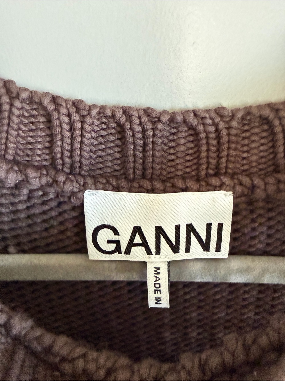 Ganni Brown Sleeveless Knit Logo Vest with White Lettering - Picture 3 of 4